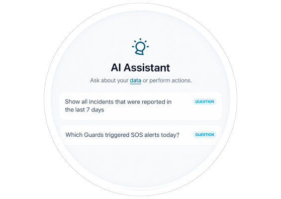 Questions and results in the QR-Patrol AI Assistant